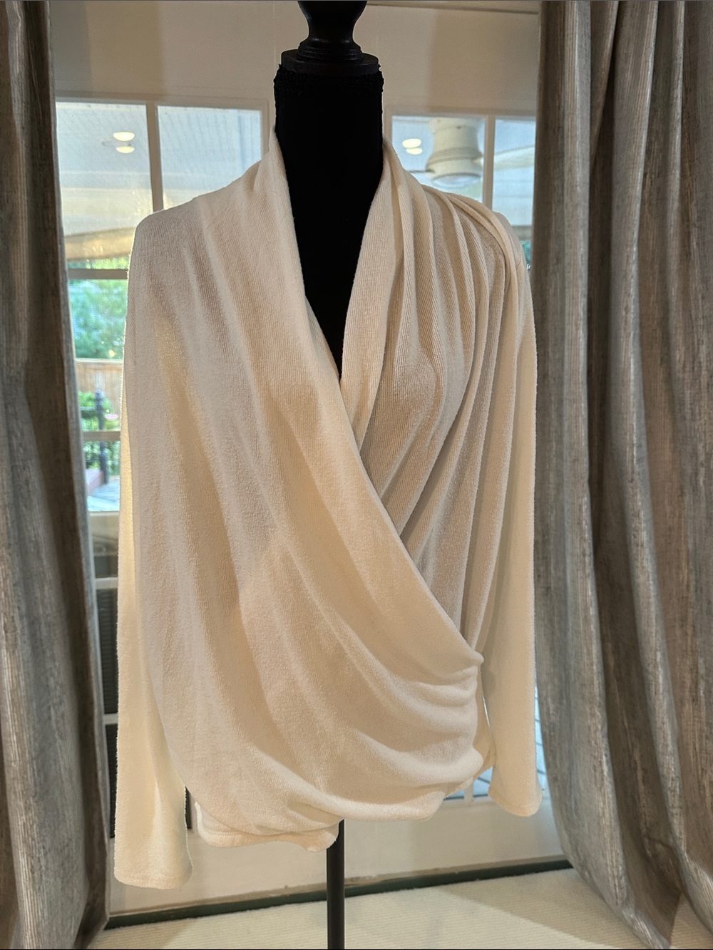 Loft Cream Draped Wrap-Front Women's Sweater - Sz M